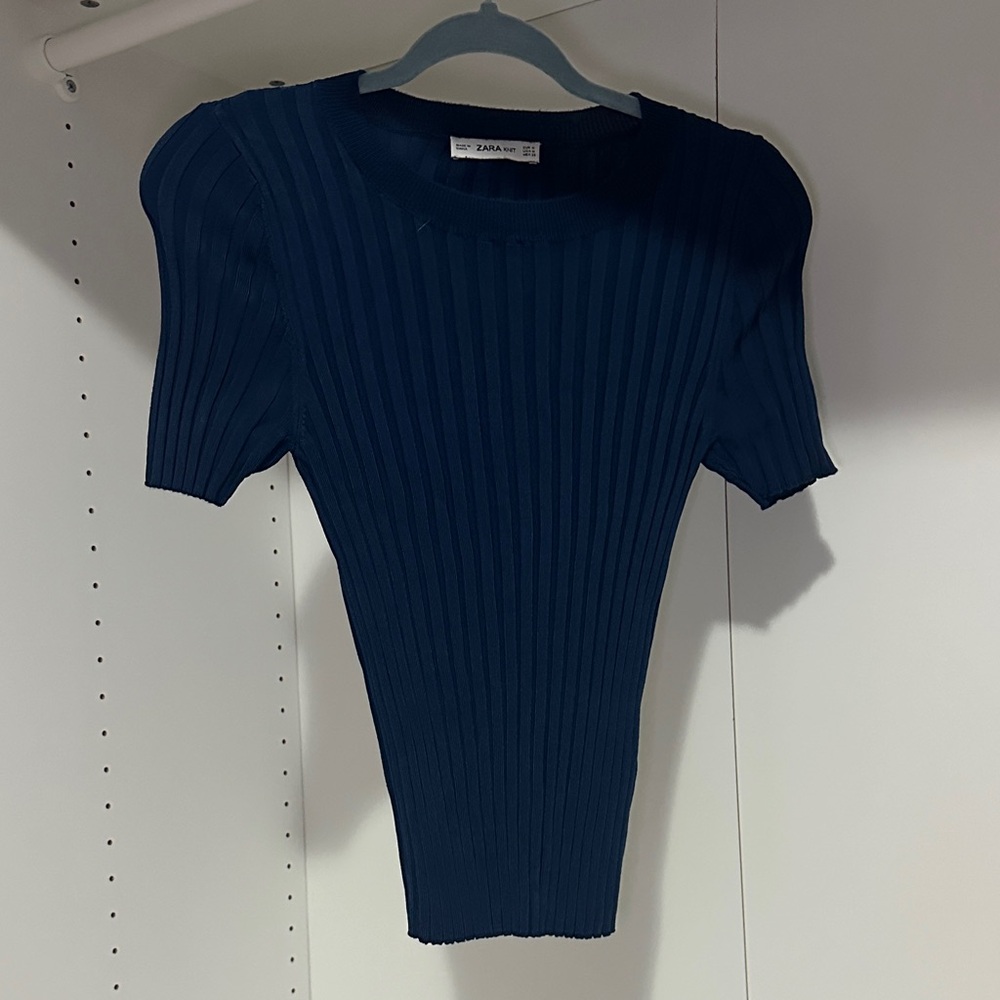 Zara Dark Blue Ribbed Bodysuit